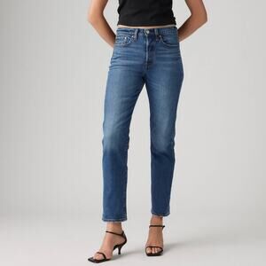 Levi's Wedgie High Waisted Button Fly Denim Straight Jeans Blue Women's Size 27